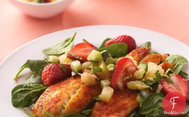 Salată Tilapia cu Salsa de căpșuni-ananas