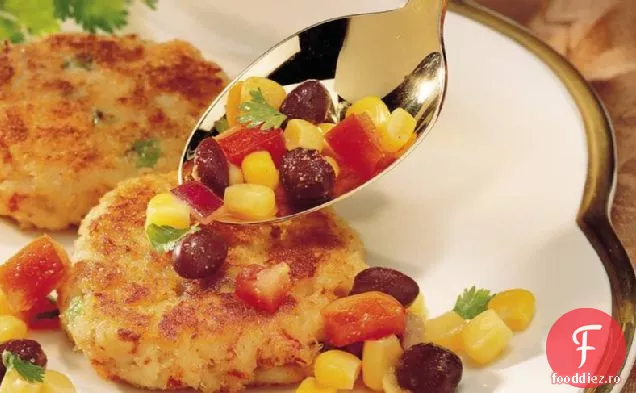 Prăjituri de Crab cu Salsa de coriandru