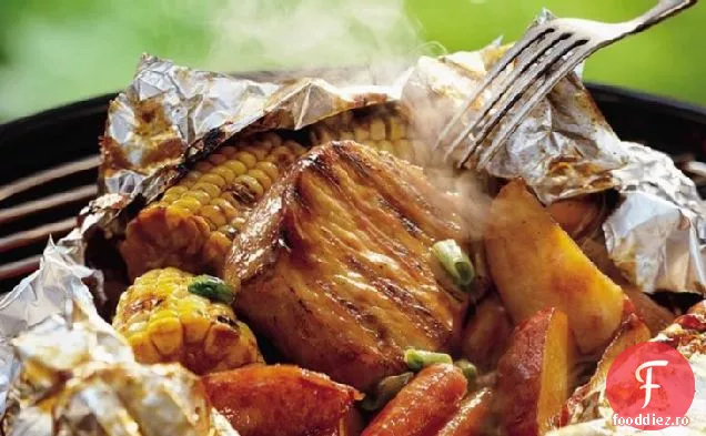 Pachete de carne de porc la grătar cu miere-chimen