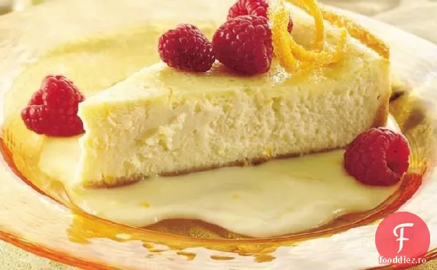 Cheesecake portocaliu delicios cu zmeură