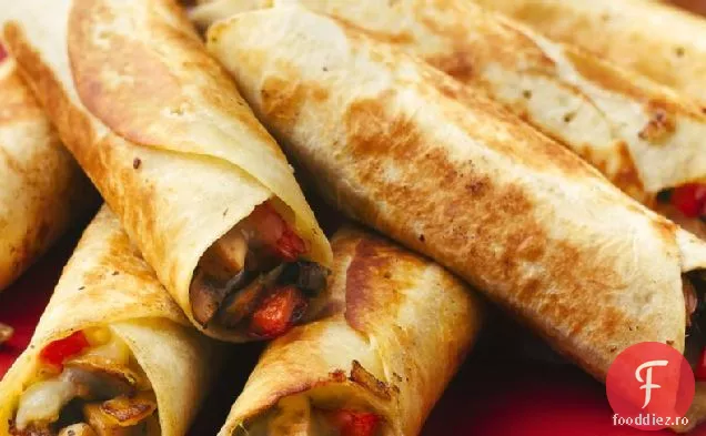 Flautas de ciuperci și brânză prăjite la tigaie