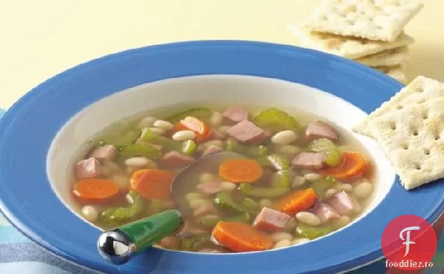Supă de legume, fasole și șuncă cu aragaz lent