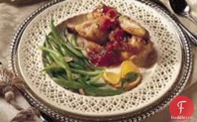 Găini Cornish la grătar cu sos de roșii-portocale