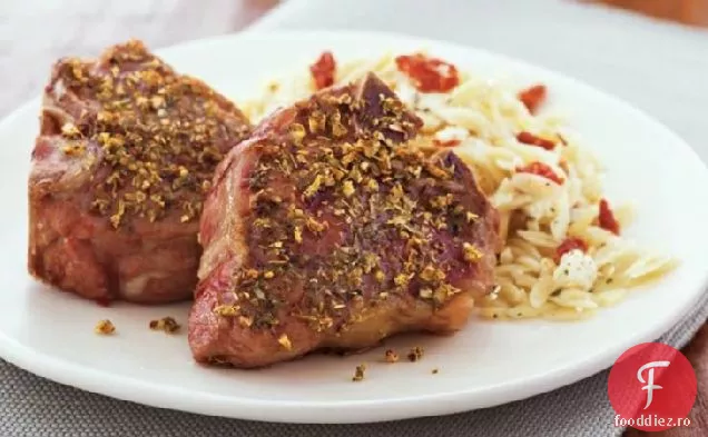 Cotlet de miel cu ierburi-feta Orzo