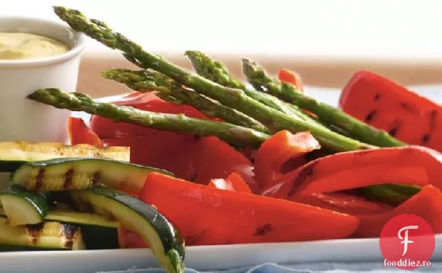 Platou de legume la grătar cu baie de ghimbir-muștar