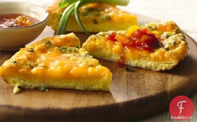 Omletă cu brânză pufoasă la cuptor cu Salsa de piersici