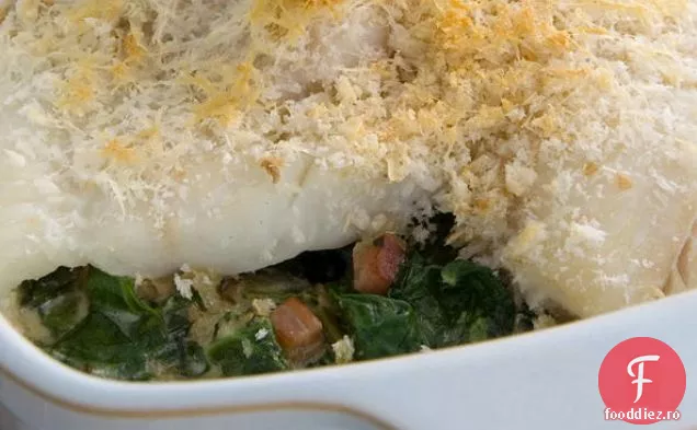 Finnan Haddie cu spanac și Pancetta