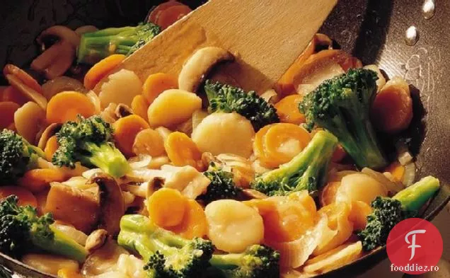 Broccoli și morcovi prăjiți
