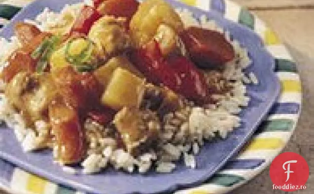 Tocană de pui cu aragaz lent cu piper și ananas