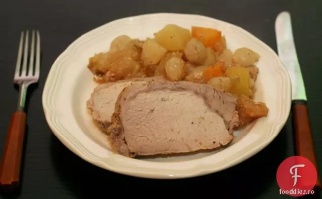 Mustar Frecat Carne De Porc Cu Mere Și Legume Topite