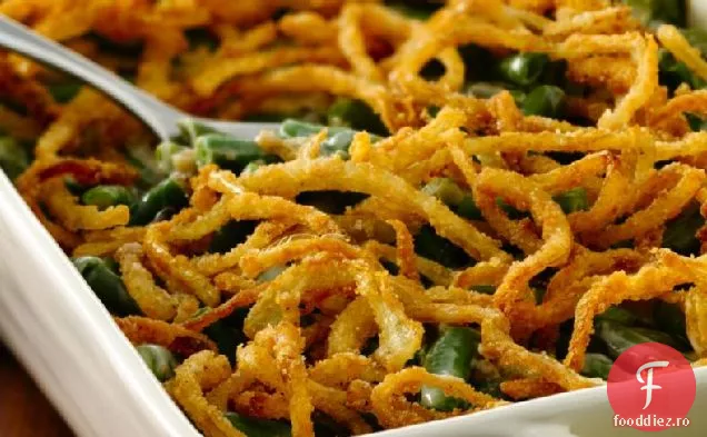Caserola de fasole verde fără Gluten cu ceapă prăjită