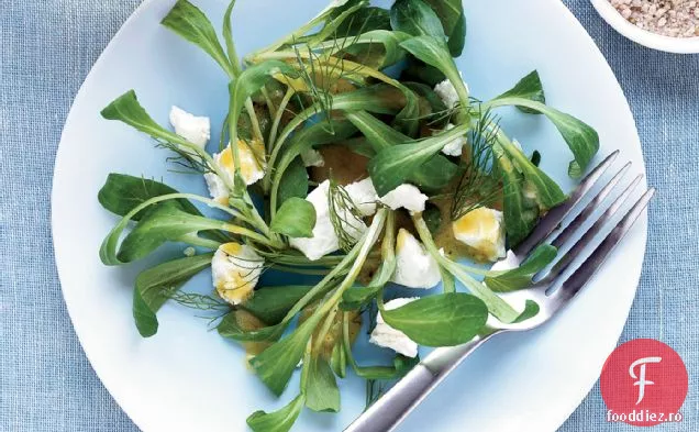 M salată de capră cu brânză de capră și vinaigretă de fenicul-muștar