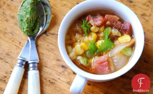 Minestrone Succotash Cu Verde Muștar Și Miso Pesto