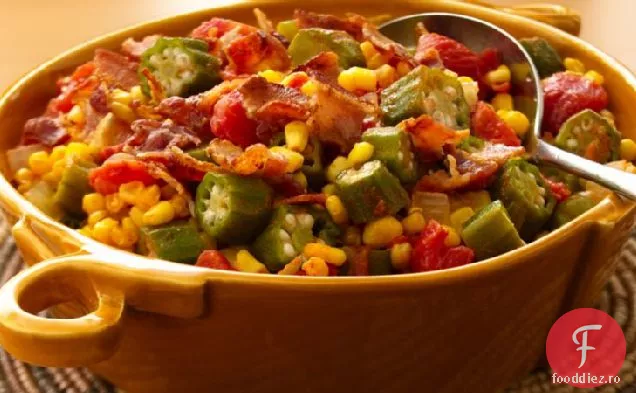 Okra, porumb și roșii