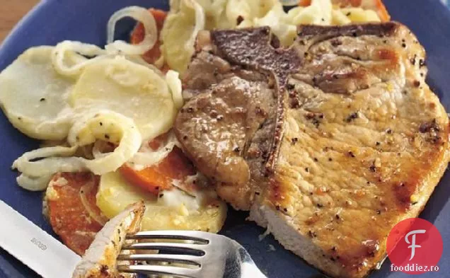 Cotlet de porc elvețian și caserolă de cartofi