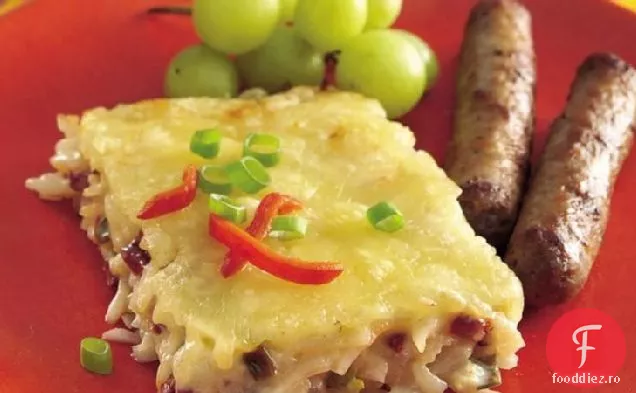 Cartofi Brunch Alfredo cu ardei prăjiți
