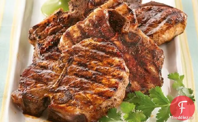 Cotlet de porc la grătar din sud-vest cu Salsa de piersici