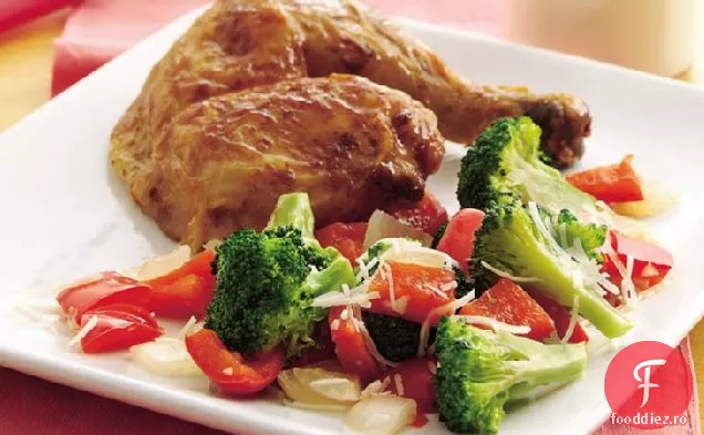 Broccoli cu ardei roșu dulce și usturoi