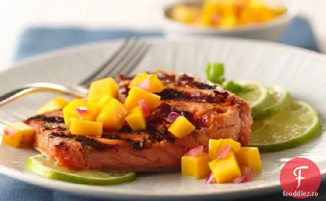Ghimbir la grătar-somon Teriyaki cu Salsa de miere-Mango