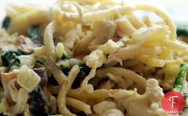 Paste de pui, spanac și ciuperci