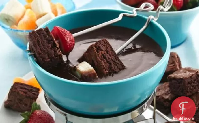 Brownies și Fondue de ciocolată-zmeură
