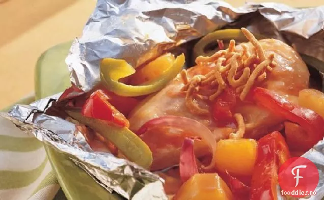 Pachete de pui dulce și acru la grătar