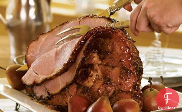 Șuncă coaptă cu glazură de muștar-piersic