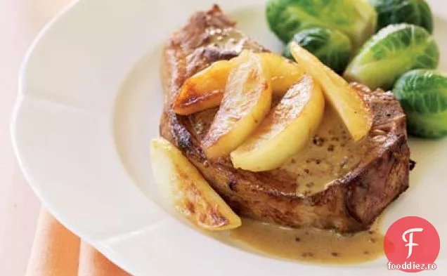 Cotlet de porc cu saramură de cidru cu mere saut