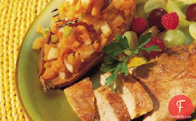 Carne de porc cu cartofi dulci umpluți