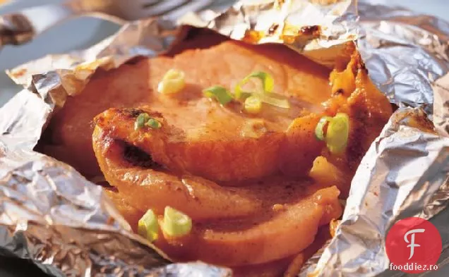 Pachete de cartofi dulci și folie de porc la grătar
