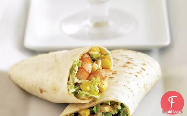 Creveți la grătar și împachetări de porumb