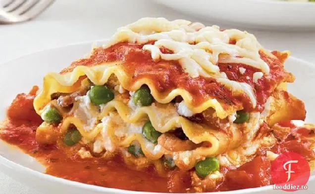 Panglici de lasagna de mazăre și ciuperci