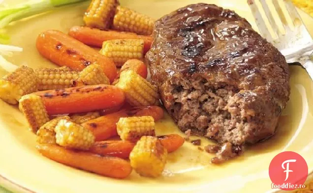 Pâine de carne teriyaki la grătar și pachete de legume