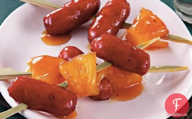 Cârnați De Cocktail Glazurați Cu Ananas Cu Aragaz Lent