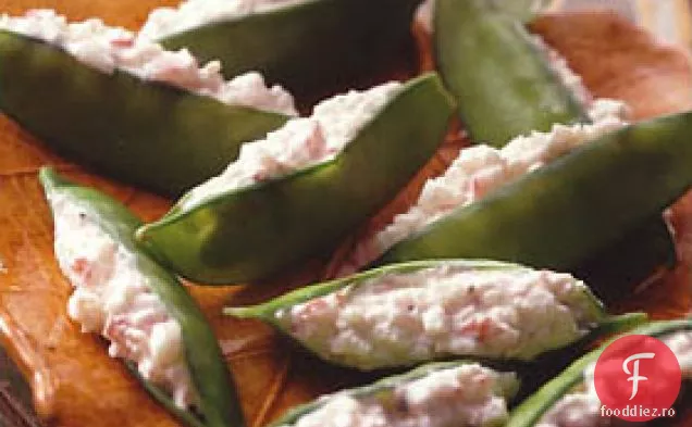 Păstăi de mazăre umplute cu Crab