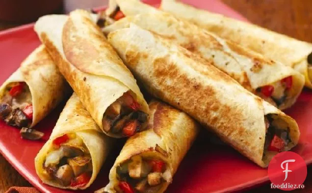 Flautas de ciuperci și brânză prăjite la tigaie