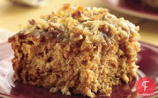 Tort de fulgi de ovăz cu mere cu Topping de nucă de cocos fript