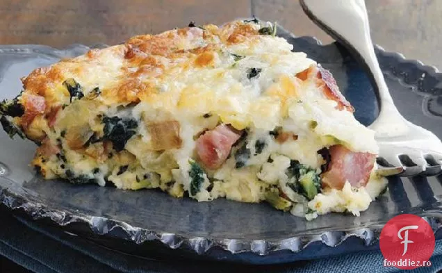 Quiche picant de șuncă și verdeață