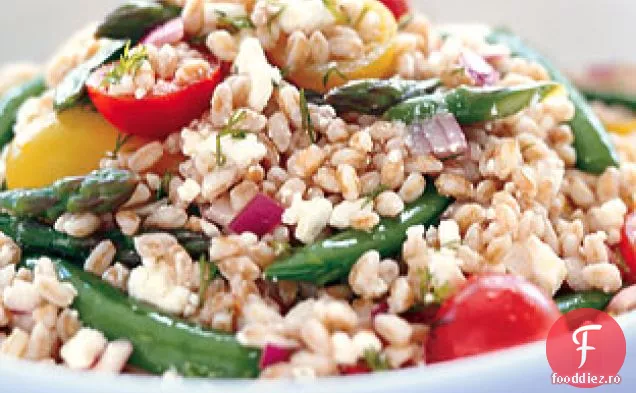 Salată Farro Cu Mazăre, Sparanghel Și Feta