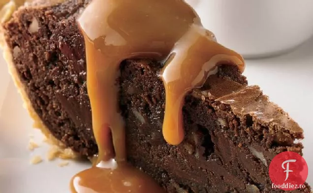 Plăcintă Brownie Fudgy cu sos de Caramel