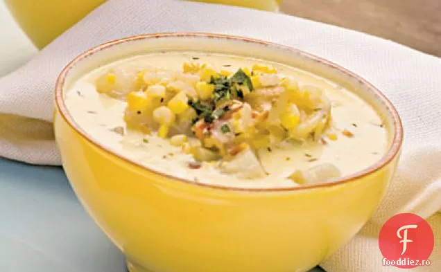 Chowder de porumb cu mazăre engleză