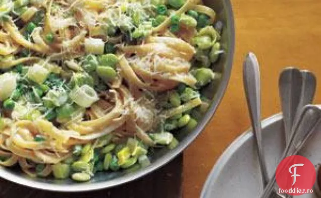 Fettuccine Cu Fasole Lima, Mazăre Și Praz Rețetă