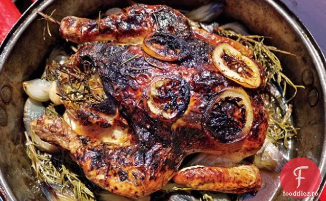 Pui prăjit cu rozmarin, lămâie și miere