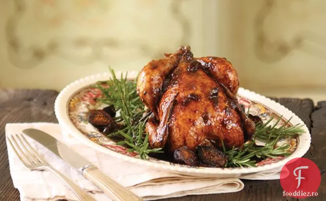 Găină Cornish în vin de Port și conserve de smochine