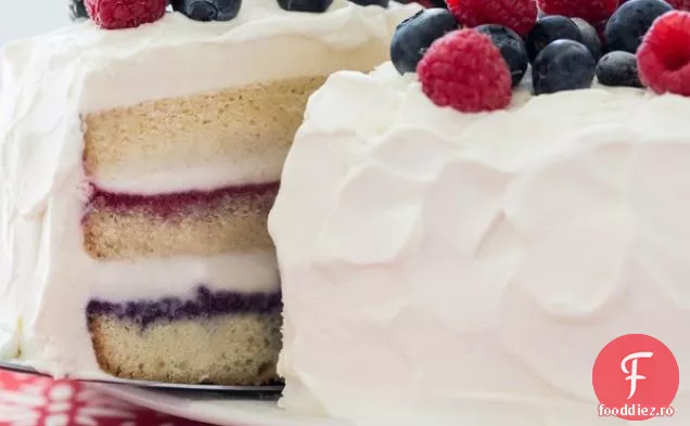 Tort de înghețată roșu, alb și albastru