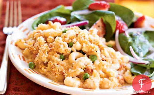 Macaroane cu șuncă și brânză se coace cu mazăre