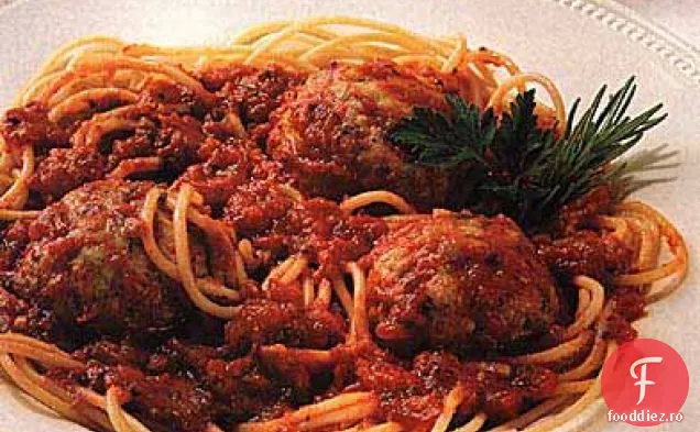 Spaghete cu chiftele de curcan-Pesto