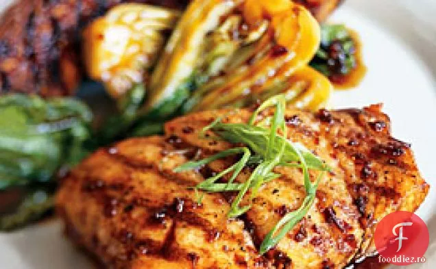 Halibut la grătar, vinete și Baby Bok Choy cu sos de grătar coreean