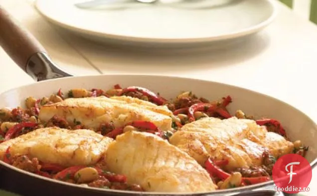 Cod cu ardei roșu-Ragout Chorizo