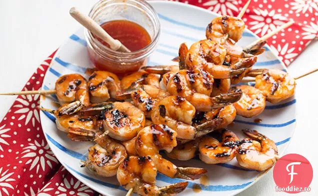 Creveți la grătar cu sos de grătar cu miere și ghimbir